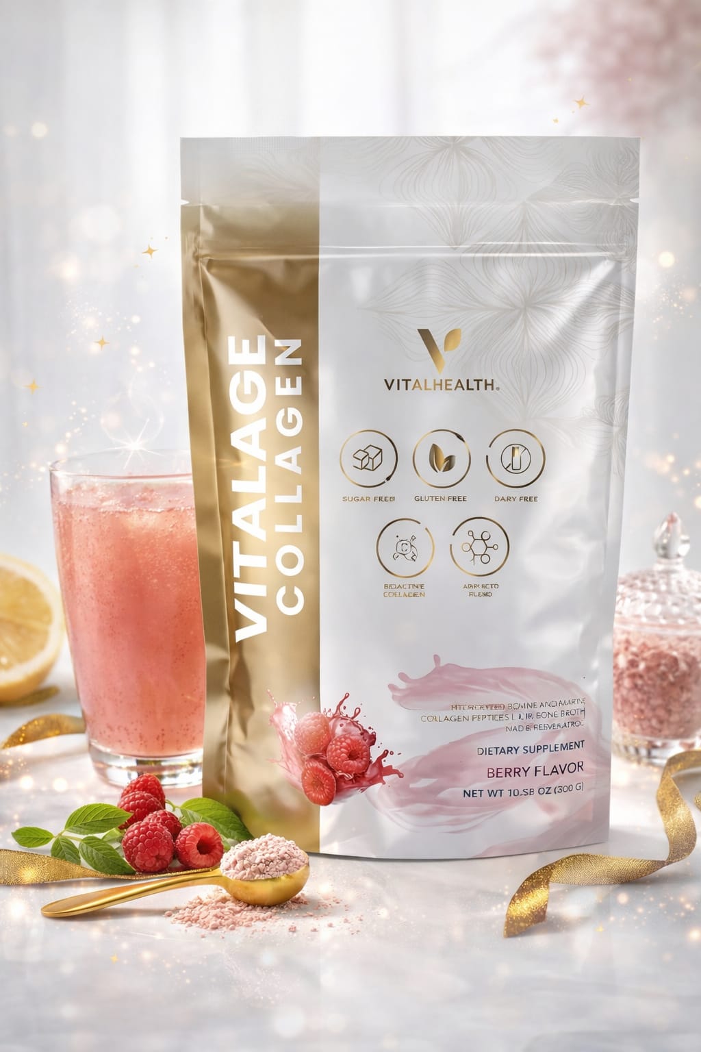 Colágeno Hidrolizado en péptidos sabor frambuesa